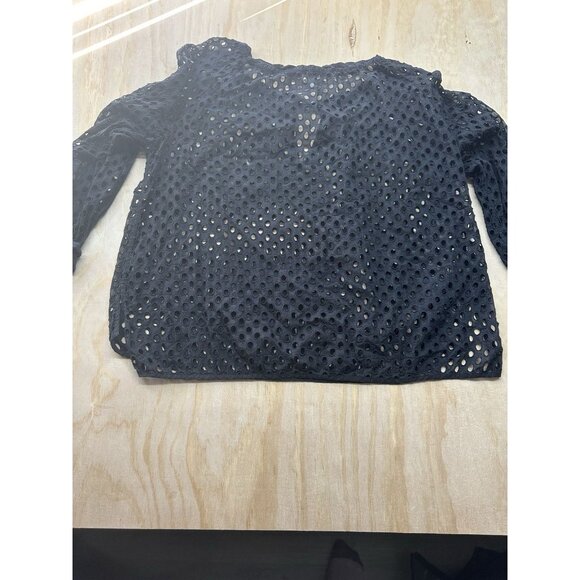 Anthropologie Ne Quittez Pas Eyelet Top Sz M Black Beachy Resort Whimsical Goth - Picture 4 of 6